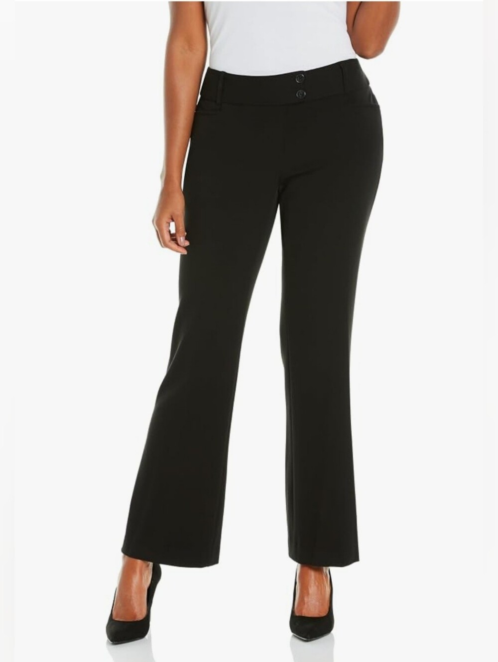 Rafaella Black Curvy Fit Gabardine Bootcut Dress Pants Women's Petite - Size 8P